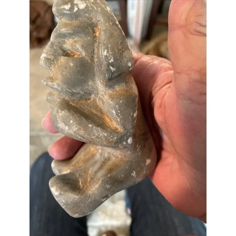 Pre- Colombian Stone Carved Aztec Mayan Warrior, Sculpture